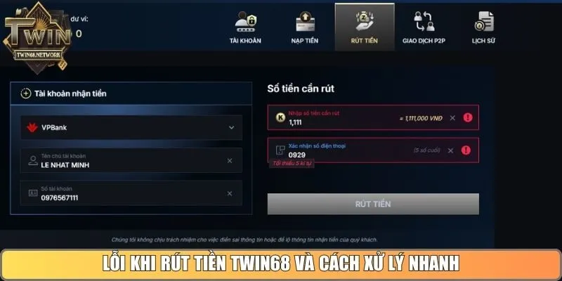 Lỗi khi rút tiền Twin68 và cách xử lý nhanh
